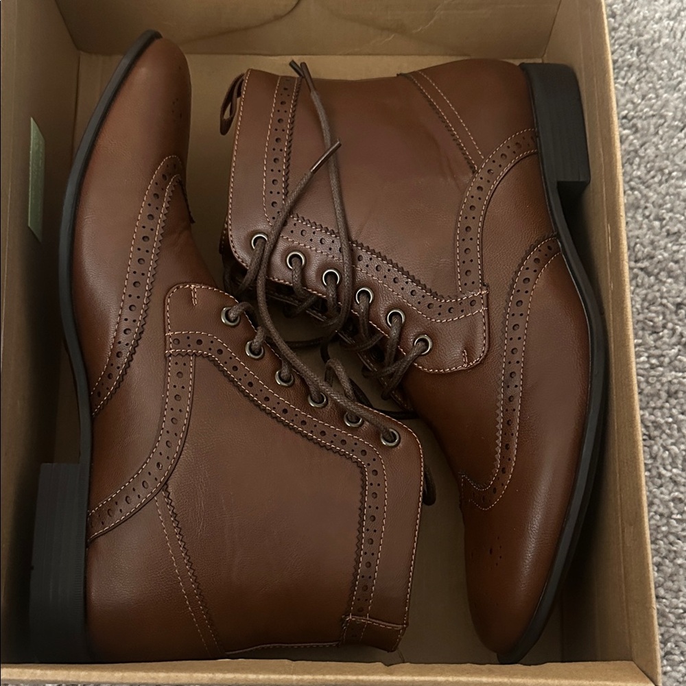 ASOS Men's Brogue Detail Brown Boots